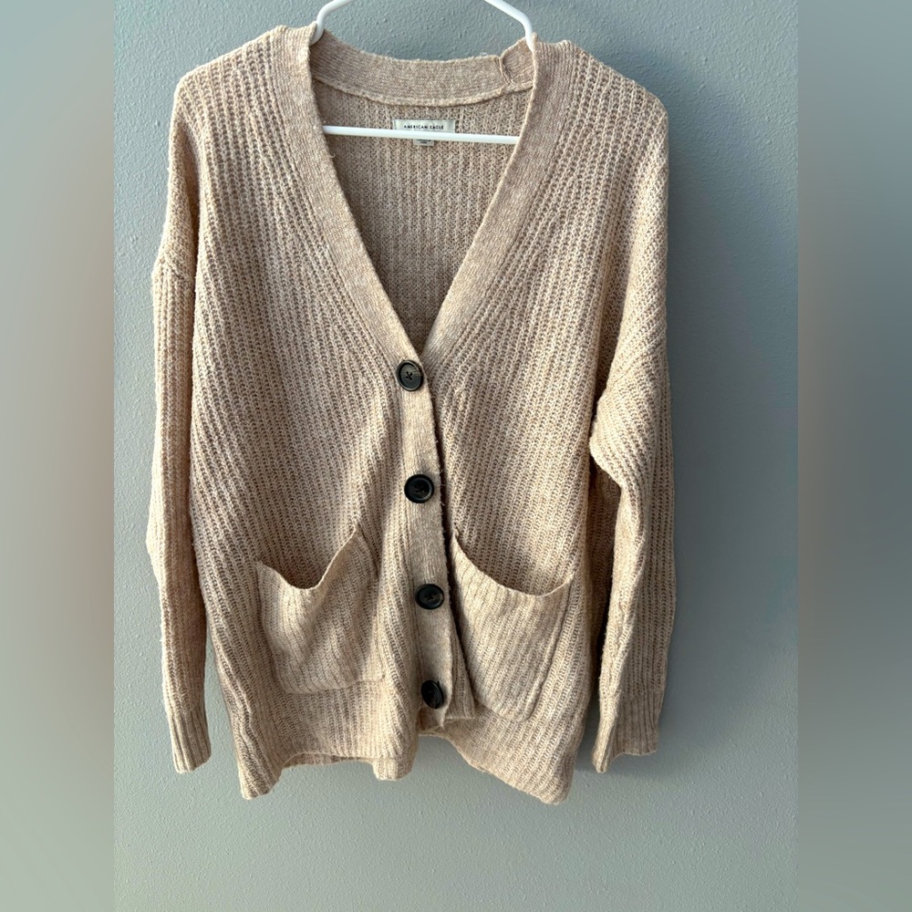 American Eagle Oversized Beige Cardigan Sweater